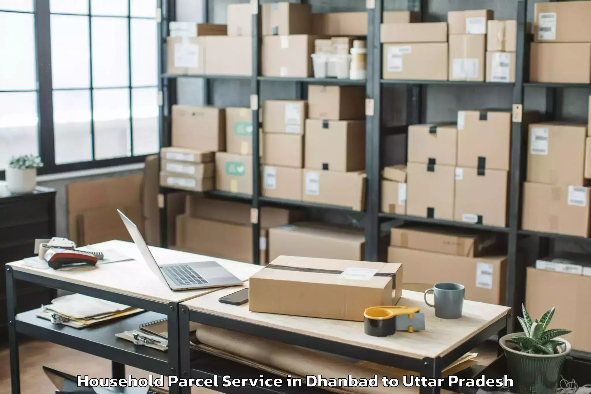 Book Dhanbad to Uttar Pradesh University Of Me Household Parcel Online